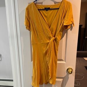 Lulu's Mustard Asymmetrical Wrap Dress
